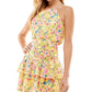City Studios Junior's Floral Print Fit & Flare Dress Yellow Size 17
