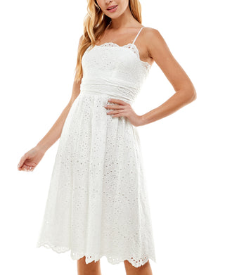 City Studios Junior's Cotton Eyelet Dress White Size 15