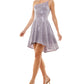City Studios Junior's One Shoulder Fit & Flare Glitter Dress Purple Size 5