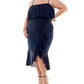 City Studios Women's Ruffled Midi Dress Blue Size 20W