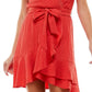 City Studios Junior's Textured Belted Dress Orange Size Medium