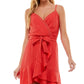City Studios Junior's Textured Belted Dress Orange Size Medium
