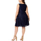 City Studios Women's Lace Fit & Flare Dress Blue Size 16W