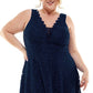 City Studios Women's Lace Fit & Flare Dress Blue Size 22W