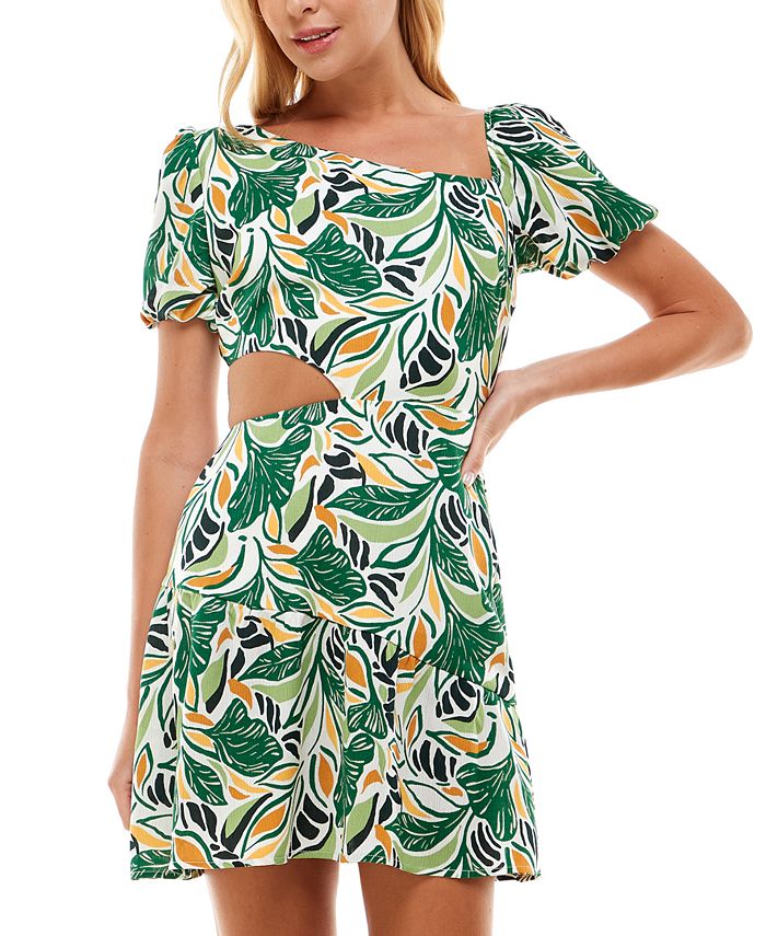City Studios Junior's Asymmetrical Side Cutout Dress Green Size 5