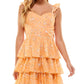 City Studios Junior's Tiered Ruffle Strap Dress Orange Size Large