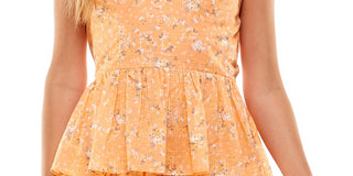 City Studios Junior's Tiered Ruffle Strap Dress Orange Size Large