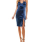 City Studios Junior's Plunge Scoop Neck Dress Blue Size 1