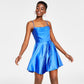 City Studios Junior's Draped Top Skater Dress Blue Size 15