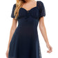 City Studios Junior's Swiss Dot Tie Neck Dress Blue Size 15