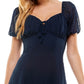 City Studios Junior's Swiss Dot Tie Neck Dress Blue Size 15