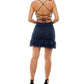 City Studios Junior's Glitter Mesh Lace Up Back Bodycon Dress Blue Size Small