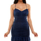 City Studios Junior's Glitter Mesh Lace Up Back Bodycon Dress Blue Size Small