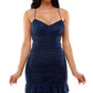 City Studios Junior's Glitter Mesh Lace Up Back Bodycon Dress Blue Size XX-Large