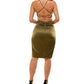 City Studios Junior's Cowlneck Pleat Detail Dress Green Size 13