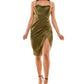 City Studios Junior's Cowlneck Pleat Detail Dress Green Size 13