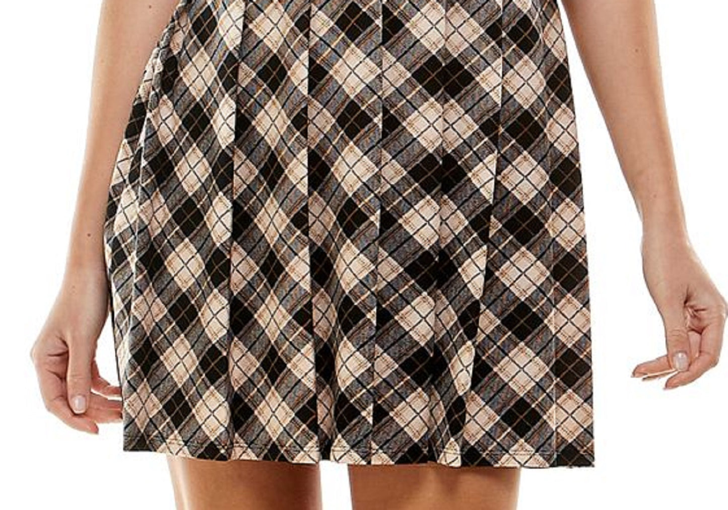Kingston Grey Junior's Two Piece Printed Skirt Dress Brown Size XX-Large