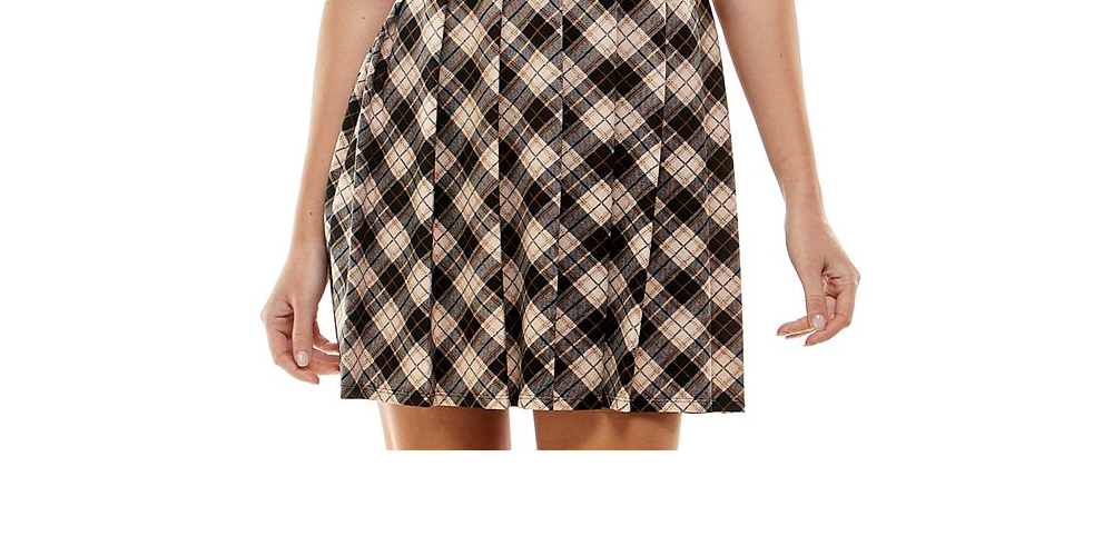 Kingston Grey Junior's Two Piece Printed Skirt Dress Gray Size XX-Small