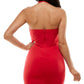 City Studios Junior's Ruched Halter Bodycon Dress Red Size X-Large