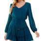 City Studios Junior's Tiered Hem Drawstring Waist Dress Blue Size M