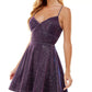 City Studios Junior's Lace Up Back Fit & Flare Dress Purple Size 0