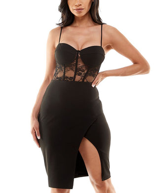 City Studios Junior's Illusion Corset Dress Black Size Small