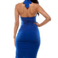 City Studios Junior's Ruched Halter MIDI Dress Blue Size Medium
