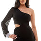 City Studios Junior's One Shoulder Cutout Bodycon Dress Black Size Medium