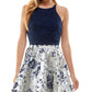 City Studios Junior's 2 Pc Lace Up Top & Printed Skirt Dress Blue Size 7
