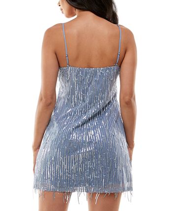 City Studios Junior's V Neck Slip Dress Gray Size Small