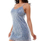 City Studios Junior's V Neck Slip Dress Gray Size Small