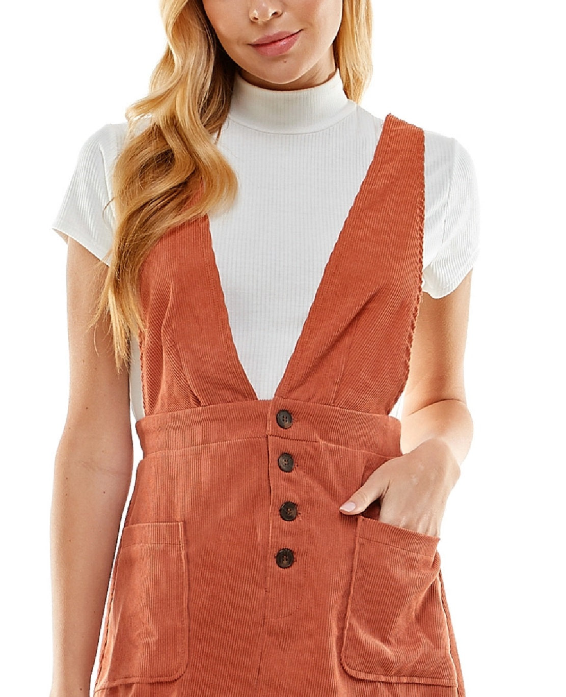 Kingston Grey Junior's 2 Pc Stretch Corduroy Dress Orange Size X-Large