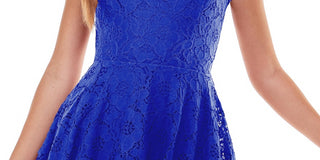 City Studios Junior's Lace Fit & Flare Dress Blue Size 1