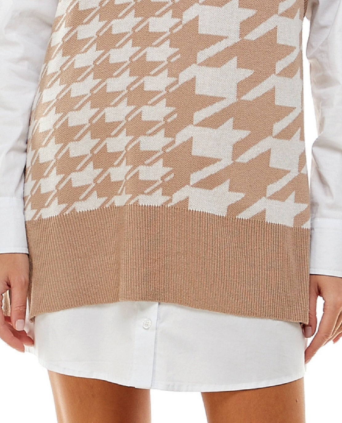 Kingston Junior's Printed 2 Piece V Neck Shirtdress Brown Size Small