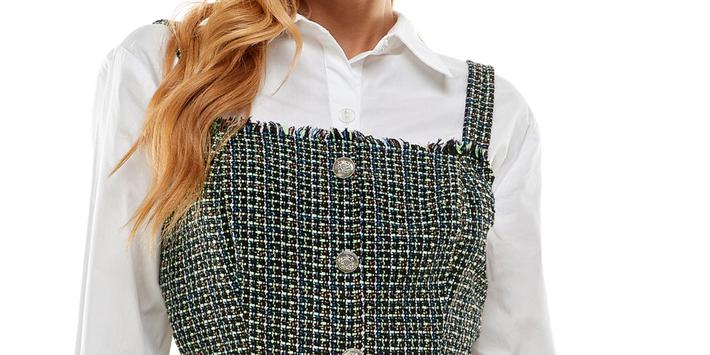 Kingston Junior's 2 Pc Printed Sheath Dress Black Size Medium