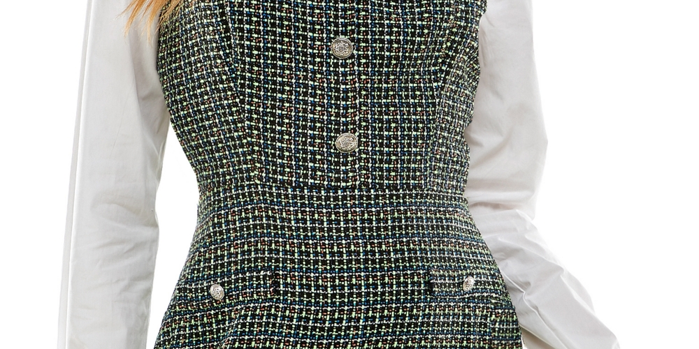 Kingston Junior's 2 Pc Printed Sheath Dress Black Size Medium