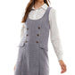 Kingston Junior's Contrast Collar Boucle Dress Set White Size Small