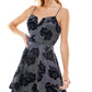 City Studios Junior's Printed Lace Up Back Fit & Flare Dress Blue Size 0