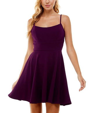 City Studios Junior's Lace Back Fit & Flare Dress Purple Size 9