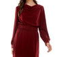 City Studios Junior's Draped Neck Belted Sheath Dress Red Size 13