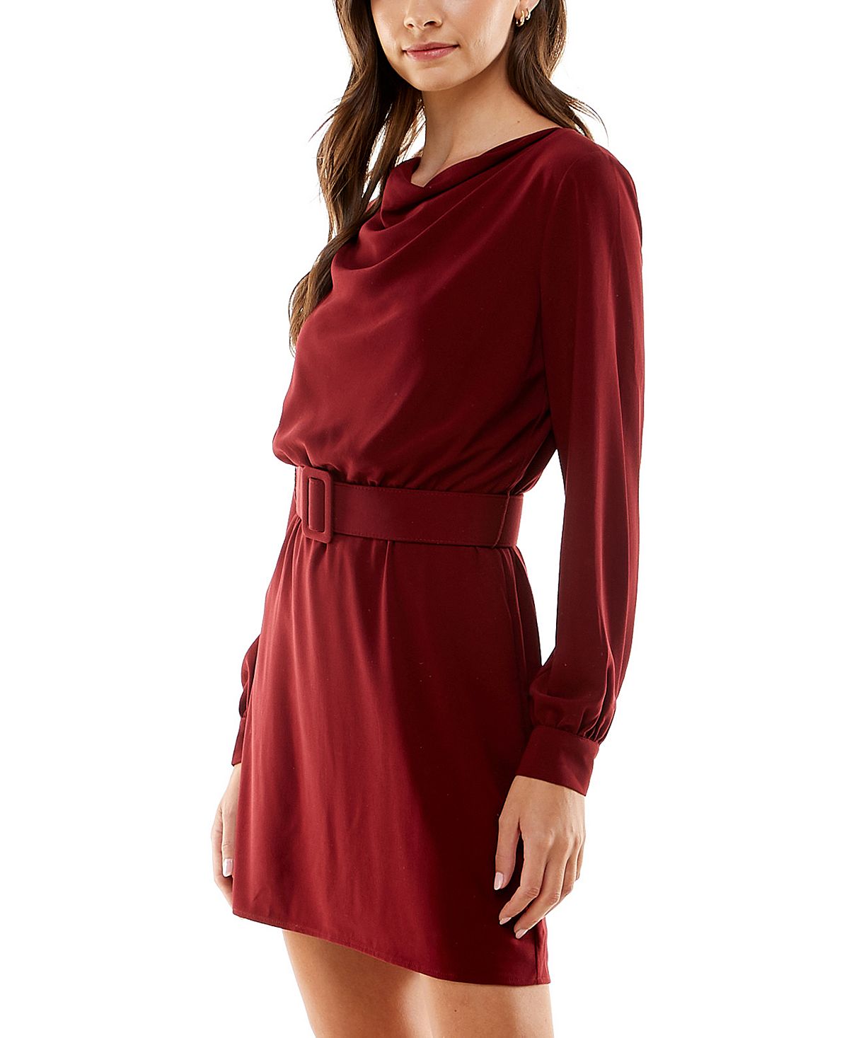 City Studios Junior's Draped Neck Belted Sheath Dress Red Size 13