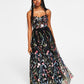 City Studios Junior's Embroidered Illusion Corset Gown Black Size 13