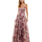 Say Yes To The Prom Junior's Embroidered Floral Lace Up Gown Purple Size 15