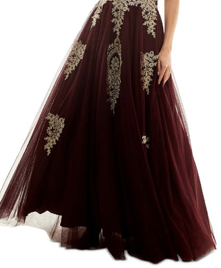 Say Yes To The Prom Junior's Strapless Embellished Ballgown Purple Size 11