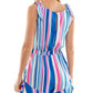 Bebop Junior's Sleeveless Tie Strap Striped Romper Blue Size Large