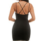 City Studios Junior's Rhinestone Trim Crisscross Back Bodycon Dress Black Size 7