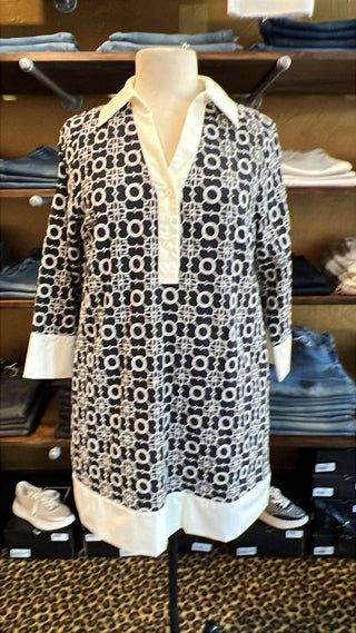 Entro - navy embroidered dress