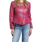 11 Uptown - Cropped Collarless Lamb Leather Zip Up Jacket