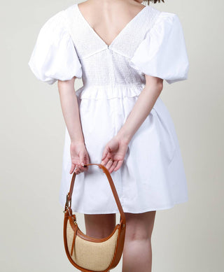 Aureum - Smocked Puff Sleeve Mini Dress