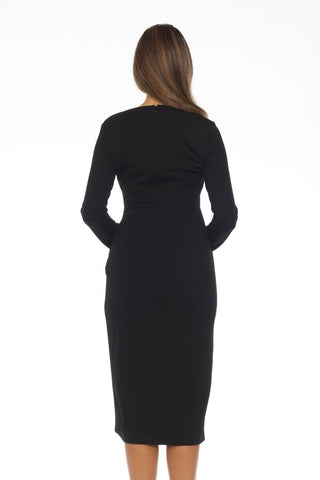 Joseph Ribkoff - Knot Front Slit Midi Sheath Dress